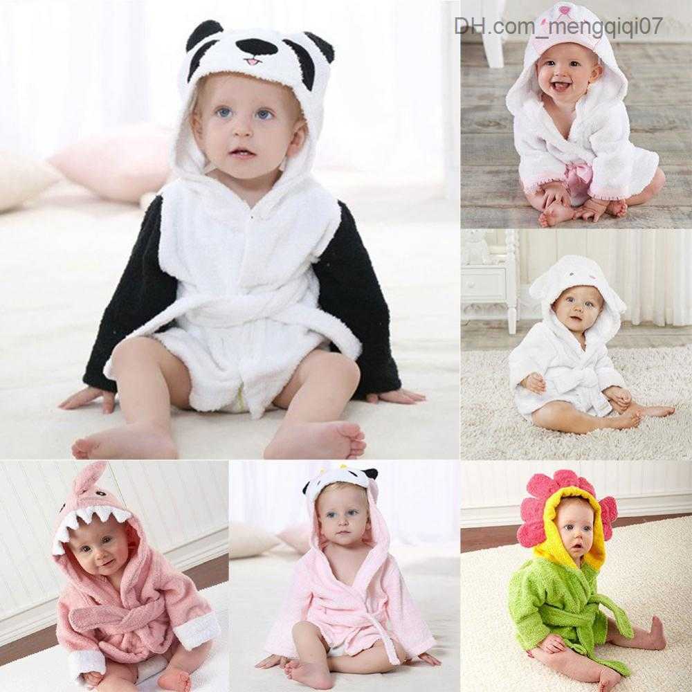 Towels Robes Cute Baby Girl Cartoon Hoodie Baby Bath Towel Cute Winter Baby Clothing Pajamas Z230819