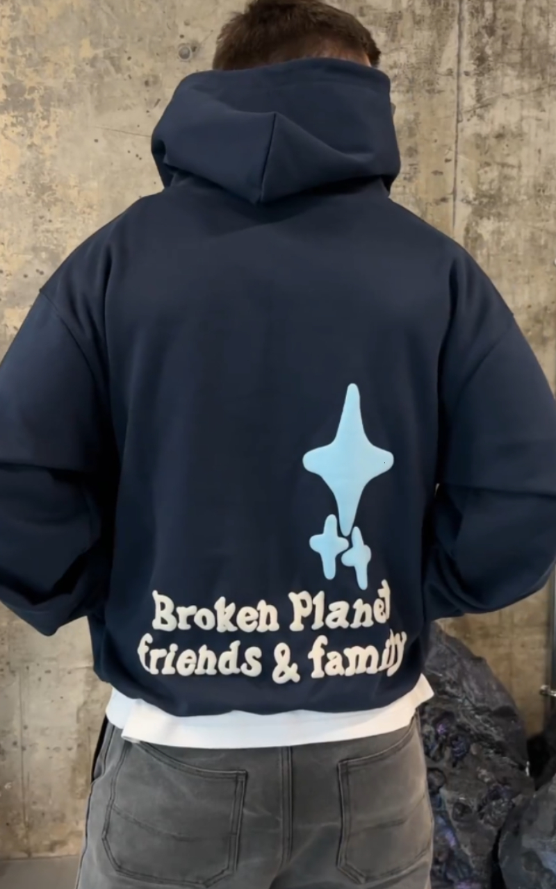 Womens Hoodies Sweatshirts High quality dark blue space trails foam 3D hoodie loose and casual Cotton Liner Sweatshirt Top Women Couples Y2k Clothes t
