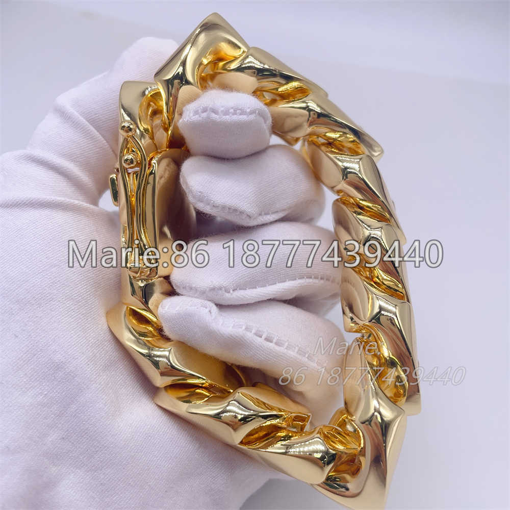 Width Brass Gold Chain Custom Big Necklace 30mm Cuban k ChainMade of pure gold