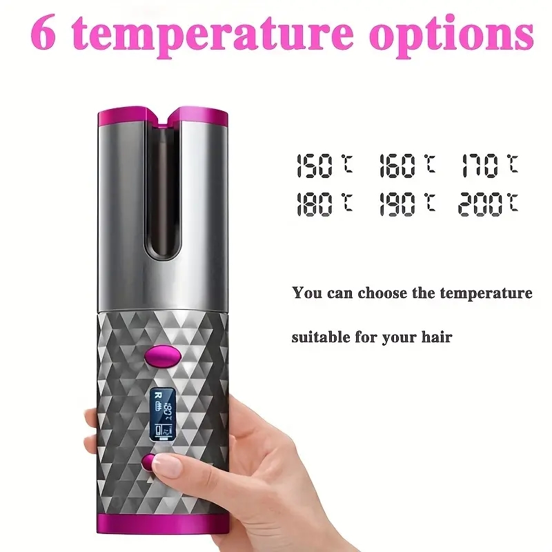 USB Cordless Hair Curler - Fast Heating, Portable, and Rotating Wand for Stylish Hair