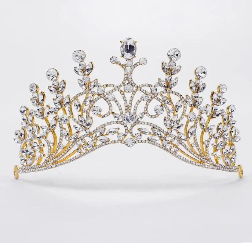 Baroque peacock big crown highgrade retro Bridal Headpieces blue diamond wedding dressZZ