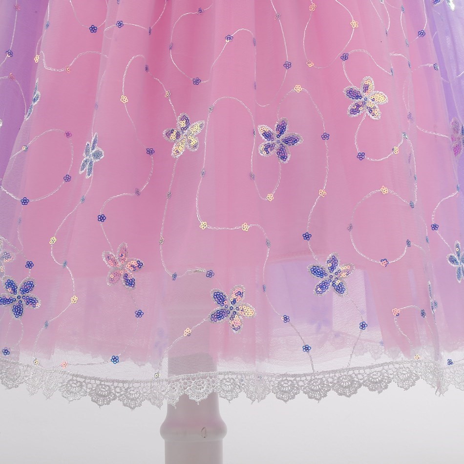 Girl's Dresses Children Halloween Costume Little Girls Rapunzel Costume Sequins Purple Dress Kids Princess Cosplay Dress 3 4 5 6 7 8 9 10 Years 2