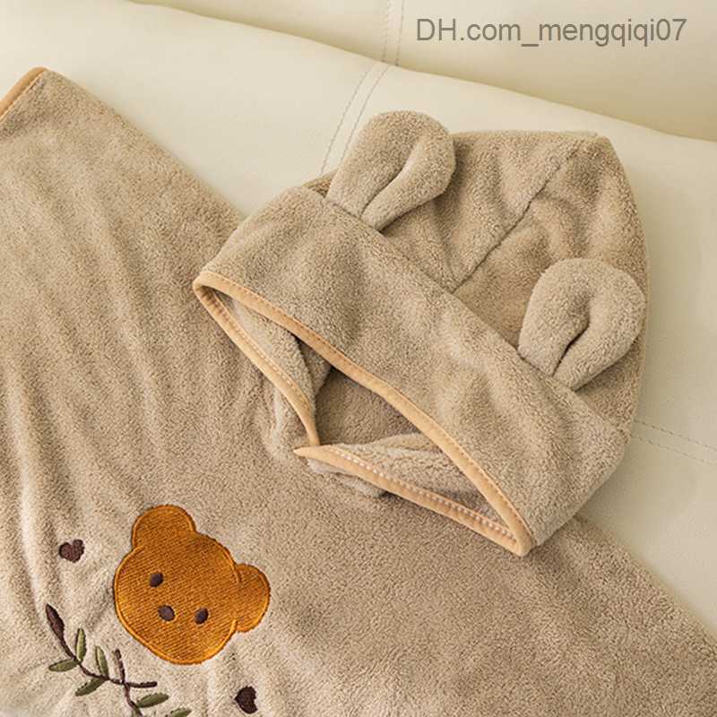Towels Robes Cartoon baby bath towel coral velvet cotton hooded beach towel newborn corner towel soft raincoat children's bathroom towel baby sup