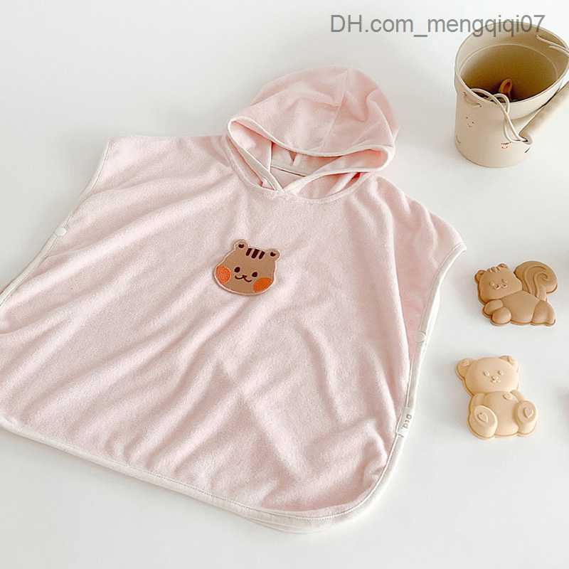 Towels Robes Korean style baby bath towel hooded poncho soft absorbent microfiber beach towel children's cape newborn bath towel swaddle blanket 