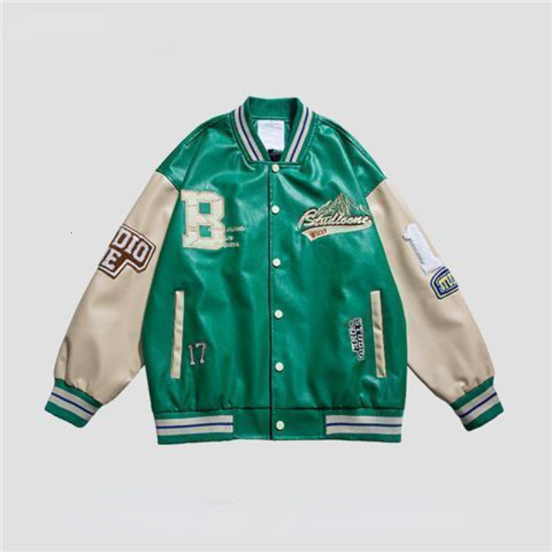 Mens Jackets American 90s Retro Leather Bomber Jacket Men Autumn Casual Trend Motorcycle Korean Baseball Uniform 230818