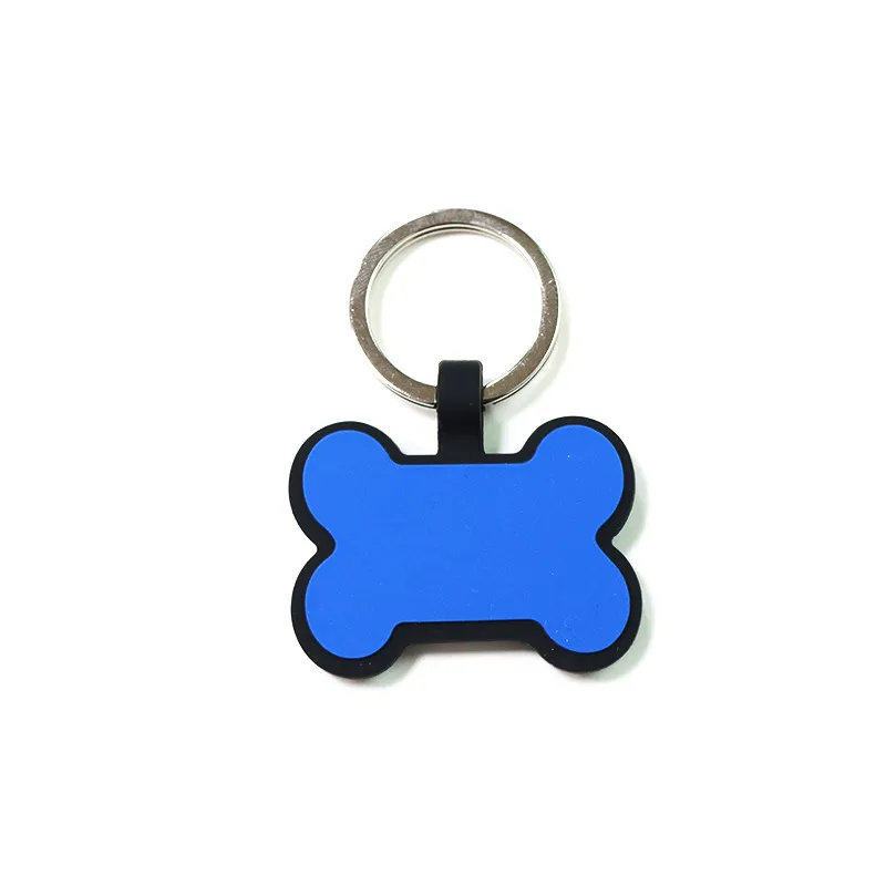 Creative Silicone Dog Tag Cat Tag Bone Shaped Pet Property Tag Silicone Keyring Silicone Pet Tag DIY Cat And Dog ID Card Multicolor Keychain