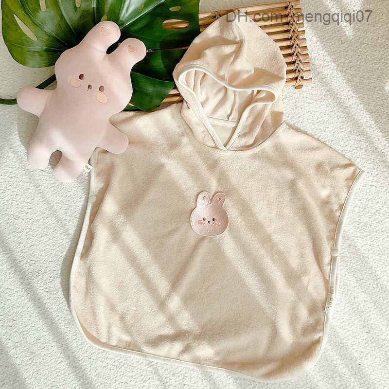 Towels Robes Korean style baby bath towel hooded poncho soft absorbent microfiber beach towel children's cape newborn bath towel swaddle blanket 