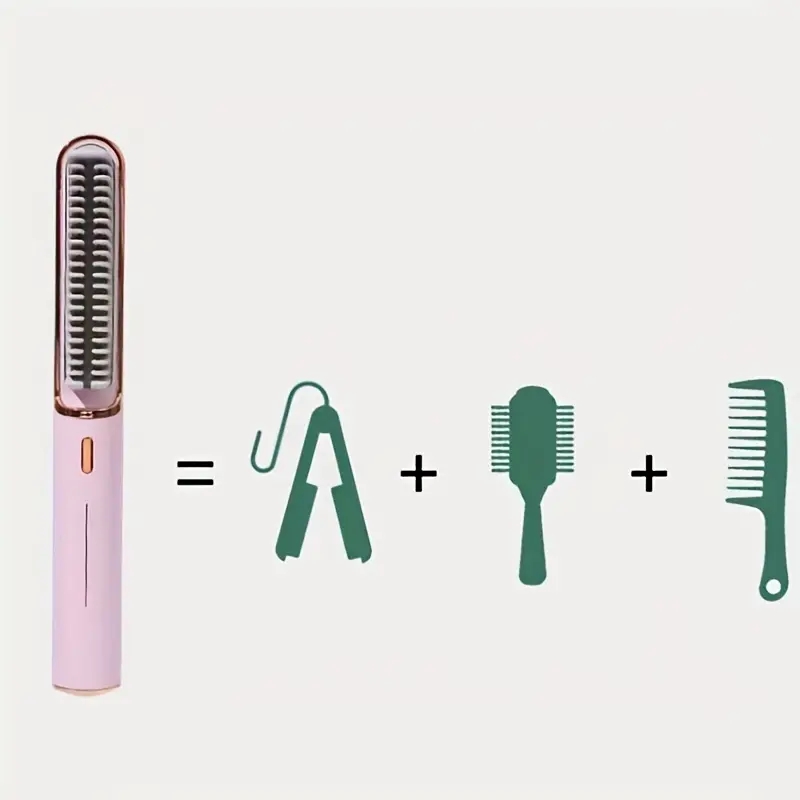 Hair Straightener Brush Dual-use Portable Electric Heating Comb Hair Straightener Anti-Scald Hair Styling Tool