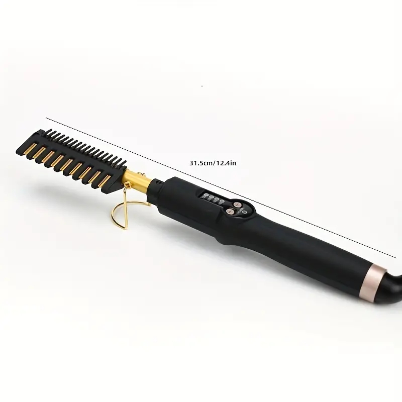 Professional Electric Hot Comb for Straightening and Curling - Heat Ceramic Press Comb with Multifunctional Dual-Purpose Design