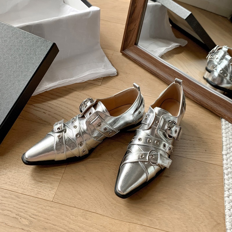 Dress Shoes fashion punk buckle genuine leather pumps women dress shoes pointed toe shoes woman pumps low thick heels basic lady shoes black 230817