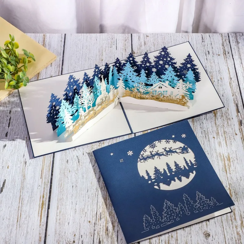 Merry Christmas Cards 3D Pop UP Christmas Tree Winter Gift PopUp Cards Christmas Decoration Gift New Year Greeting CardsZZ
