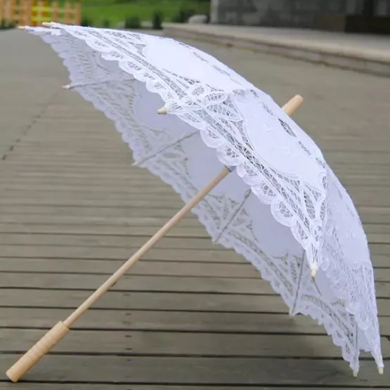 Antique Cotton parasol lace umbrella wedding bride bridesmaid photo props 12pcs lot in bulkZZ