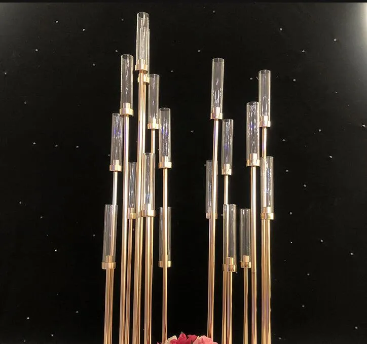 Wedding Backdrop stick 12 heads candelabra wedding aisle decor Gold Tall event table centerpieces for wedding standsZZ