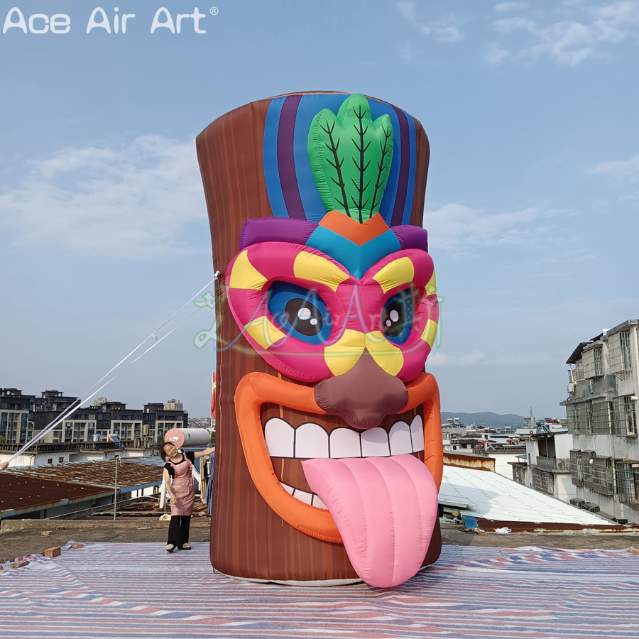 Multi-Style Inflatable Tiki Stump Tiki Statue Model 3D Face with Free Air Blower for Party Decoration or Carnival