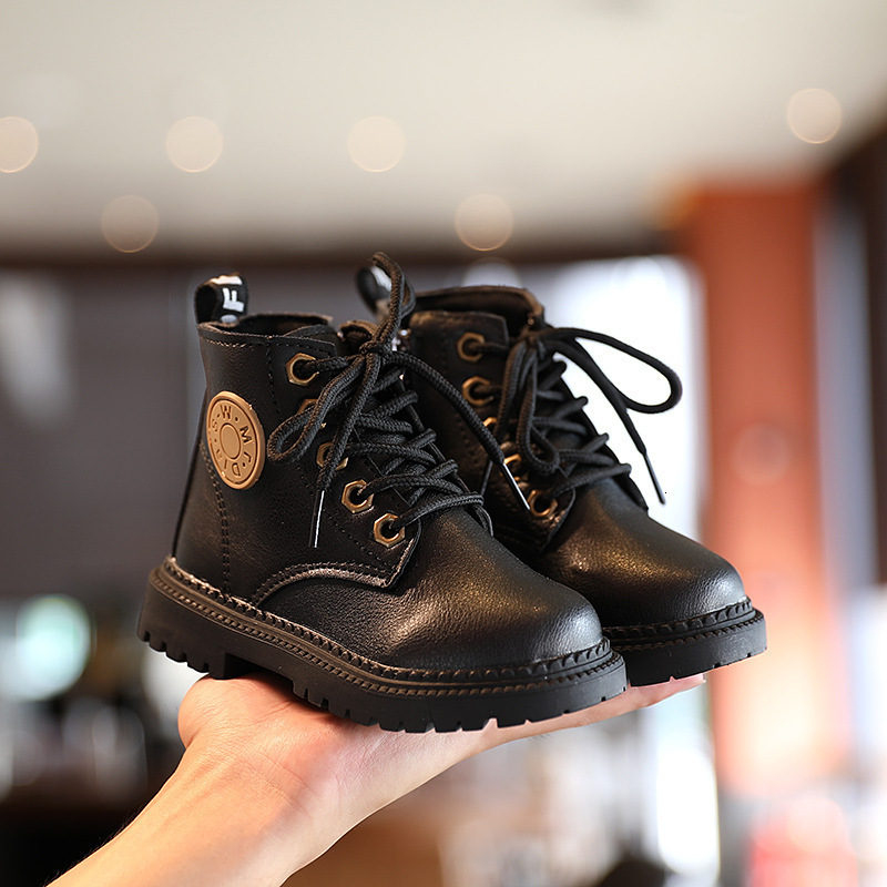 Boots AutumnWinter Children Boots Boys Girls Leather Boots Plush Fashion Waterproof Non-slip Warm Kids Boots Shoes 21-30 230818