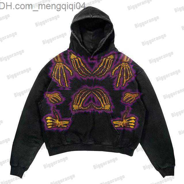 Men's Hoodies Sweatshirts Loose fitting retro street clothing super Dalian hoodie pattern casual men's new Y2K Gothic punk round neck Pullov