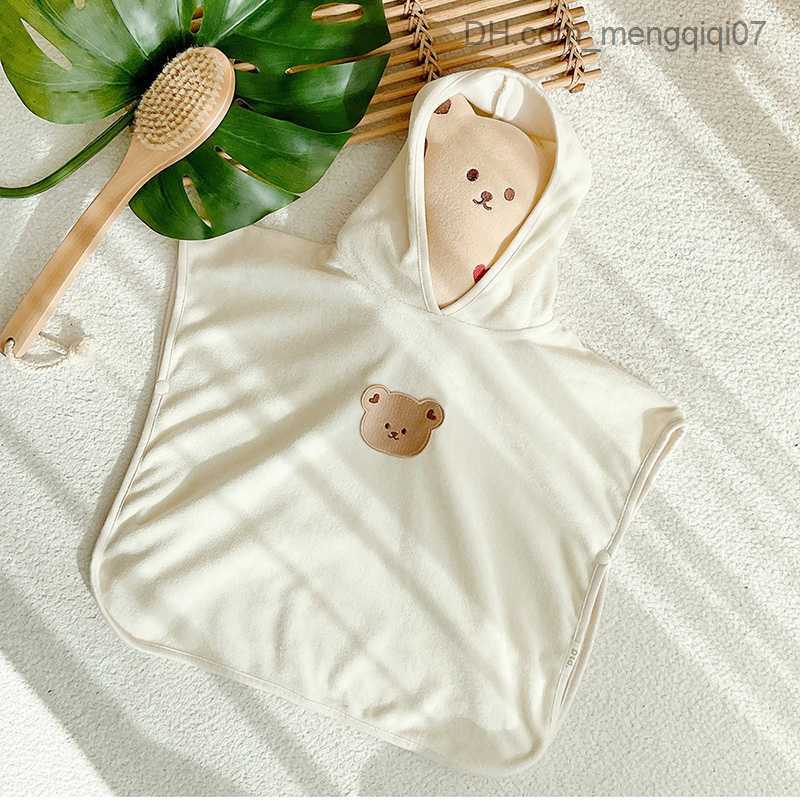 Towels Robes Korean style baby bath towel hooded poncho soft absorbent microfiber beach towel children's cape newborn bath towel swaddle blanket 