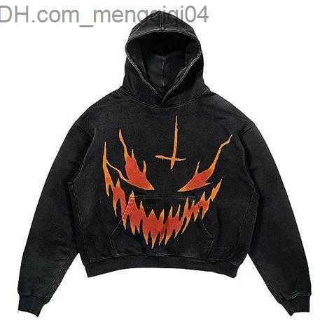 Men's Hoodies Sweatshirts Loose fitting retro street clothing super Dalian hoodie pattern casual men's new Y2K Gothic punk round neck Pullov