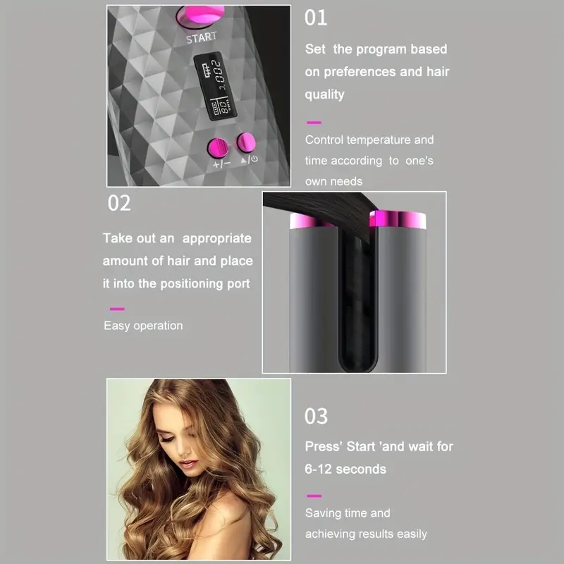 USB Cordless Hair Curler - Portable Rotating Wand for Smooth and Stylish Hair