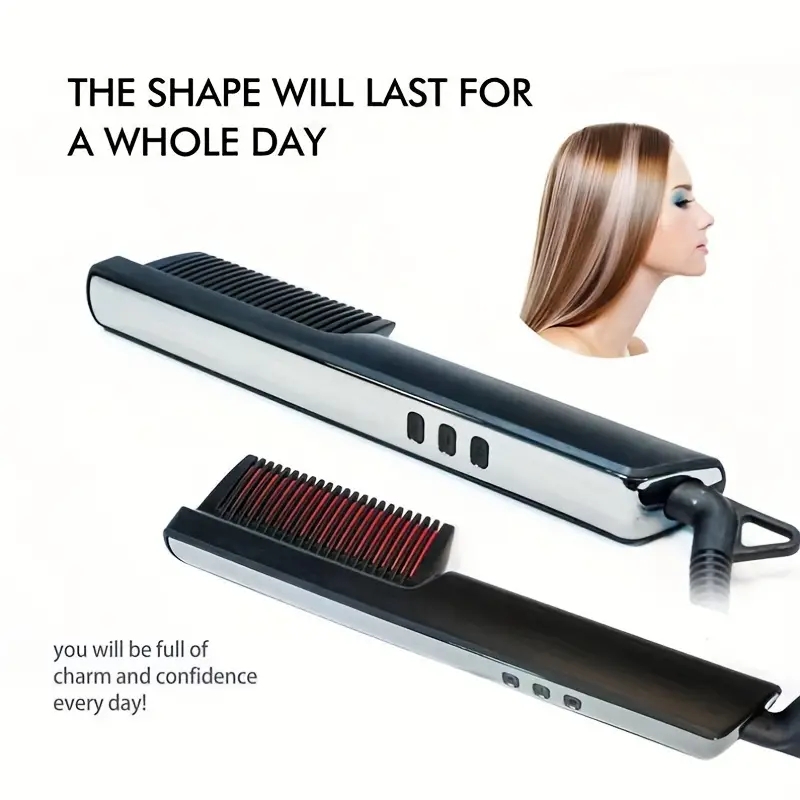 Upgrade Your Hair Styling Game with this Professional Electric Hot Comb - Adjustable Temperature!