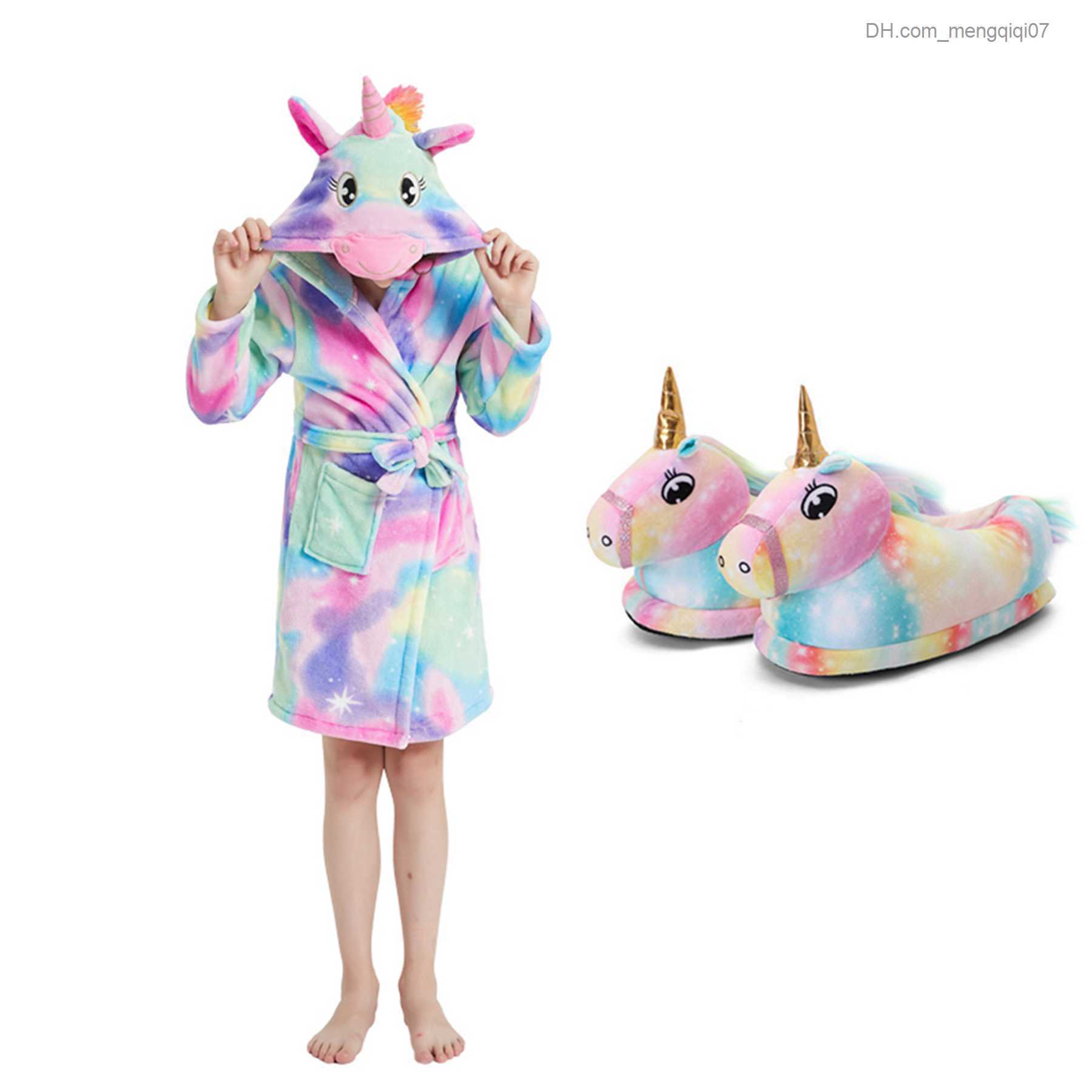 Towels Robes Boys and girls flannel unicorn bathroom children's hoodie children's animal towel baby pajamas unicorn children's dress Z2