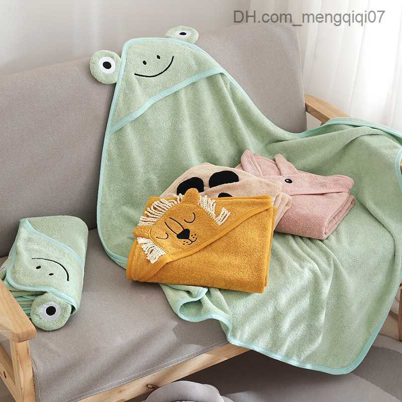 Towels Robes Strong absorbent children's bath towel cartoon lion rabbit cover baby blanket super soft baby bath towel Z230819