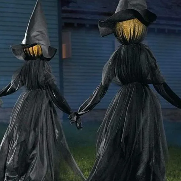 Halloween LightUp Witches Witches with Stakes Halloween Decorations Outdoor Holding Hands Screaming Witches Sound Activated SenZZ