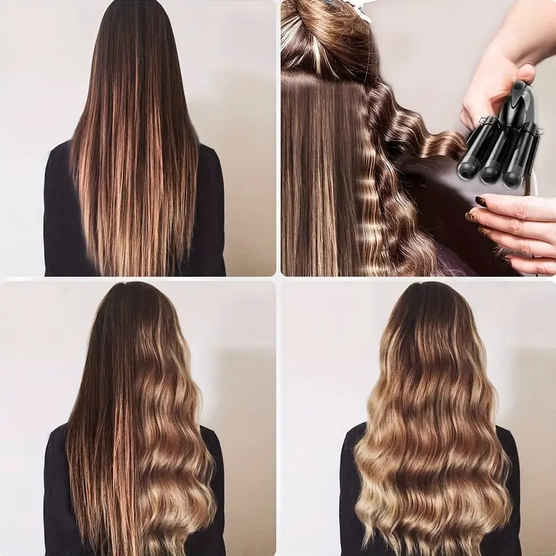 3 Barrel Curling Iron Wand, 25mm Hair Crimper With Adjustable Temperature Setting, Hair Waver ,Fast Heating, Waves Curling Iron With Two Temperature C