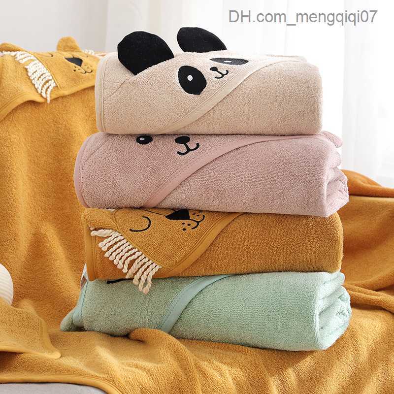 Towels Robes Strong absorbent children's bath towel cartoon lion rabbit cover baby blanket super soft baby bath towel Z230819