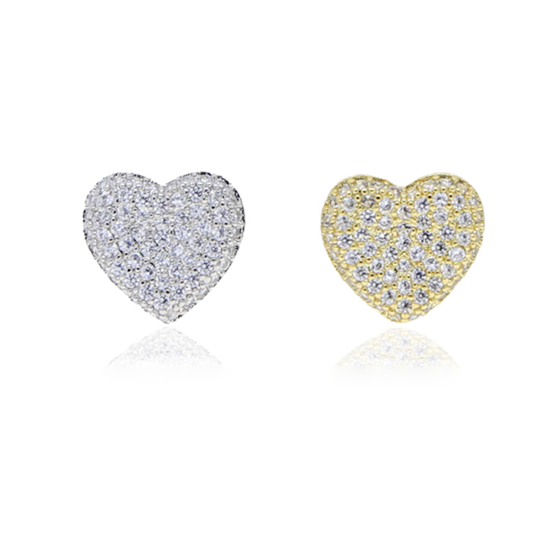 New Designer silver gold color Mini Love Heart Earrings Full Iced Out Bling Pave Cubic Zircon CZ Fashion Hip Hop Women lady Festival Gift Jewelry