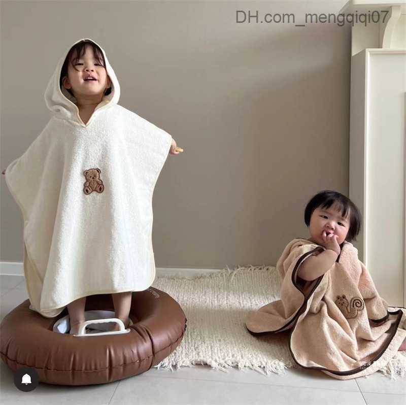 Towels Robes Korean baby bath towel hooded raincoat super absorbent beach towel baby bath towel baby bath towel Z230819