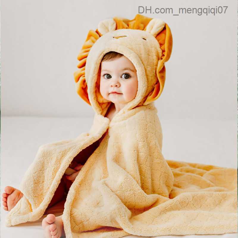 Towels Robes EMXEE coral velvet baby bath towel soft and warm sleeping baby bath towel suitable for girls boys cute young children and baby products Z