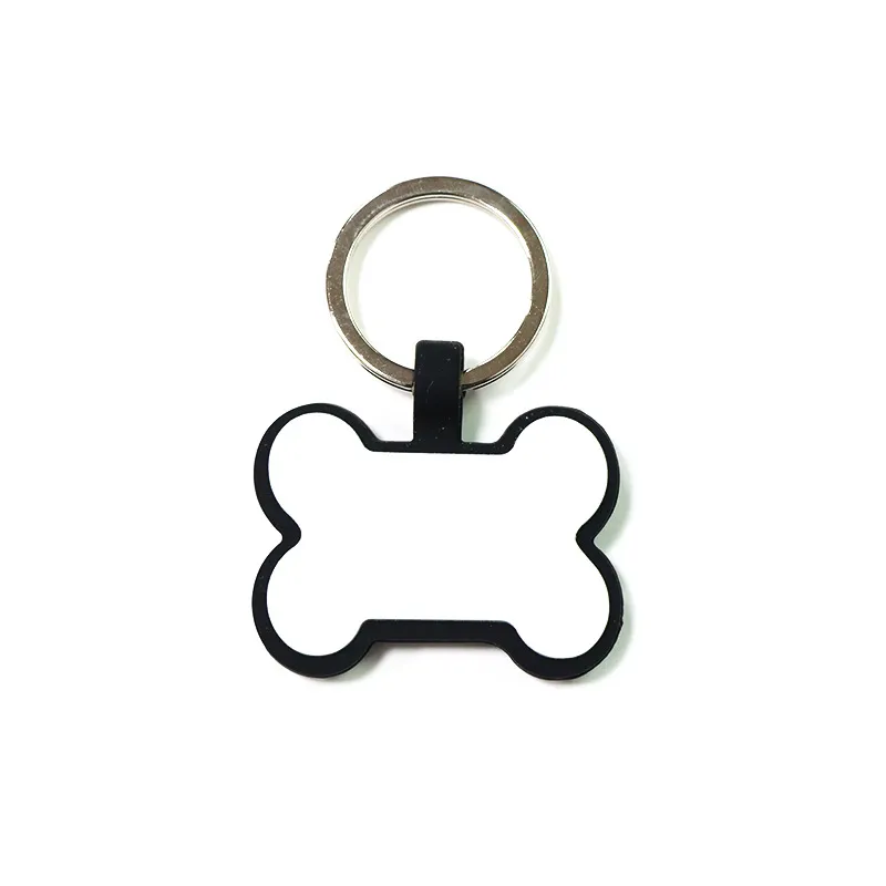 Creative Silicone Dog Tag Cat Tag Bone Shaped Pet Property Tag Silicone Keyring Silicone Pet Tag DIY Cat And Dog ID Card Multicolor Keychain