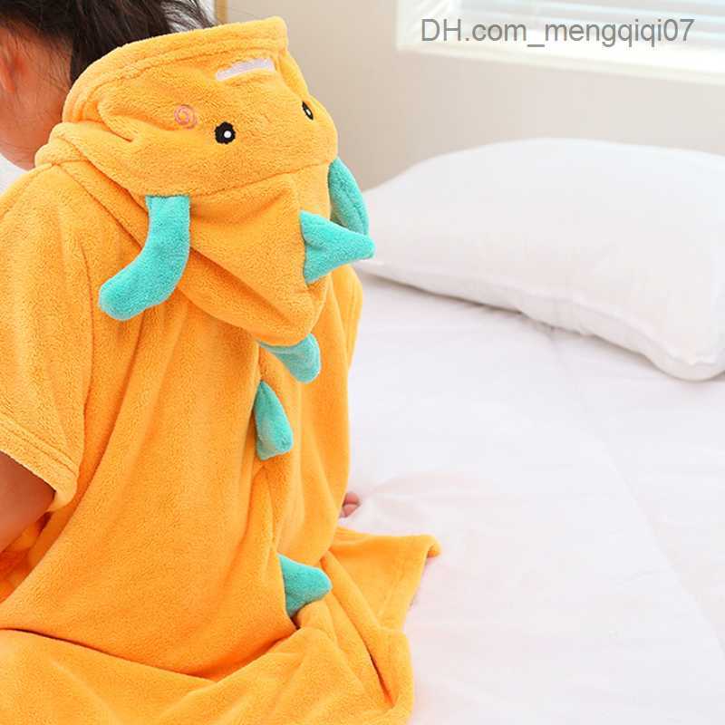 Towels Robes Children's bath towel hooded towel Dinosaur cute soft absorbent baby bath towel hooded cape bath towel 60x120cm Z230819