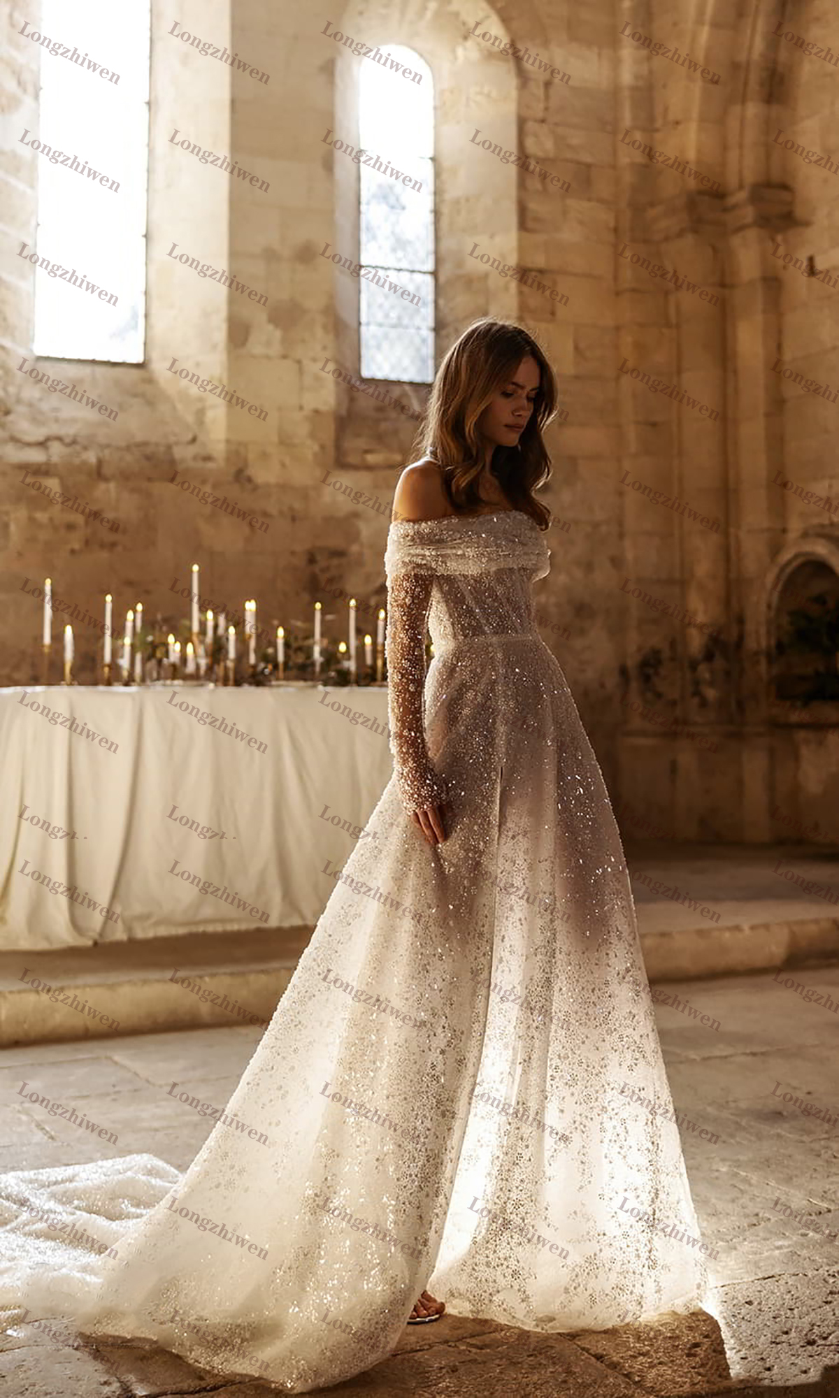 Customized Sexy Side high Fork A-Line Wedding Dress New Flower Lace Sweetheart Bridal Gowns Brush Train Robe Vestido De Noiva