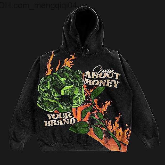 Men's Hoodies Sweatshirts Loose fitting retro street clothing super Dalian hoodie pattern casual men's new Y2K Gothic punk round neck Pullov