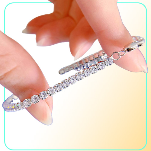 new high carbon drill full drill bracelet NIS simulated diamond 3mm row chain7583662