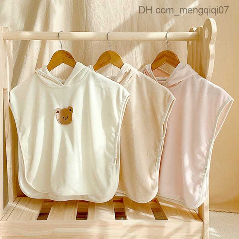 Towels Robes Korean style baby bath towel hooded poncho soft absorbent microfiber beach towel children's cape newborn bath towel swaddle blanket 