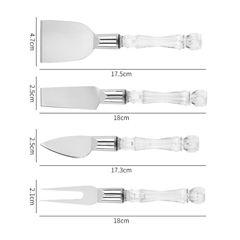 20Set Cheese Cheese Knife Set Pizza Knife Fruit Knife and Fork Stainless Steel Clear handle Knife and Fork Bread Dessert Tool