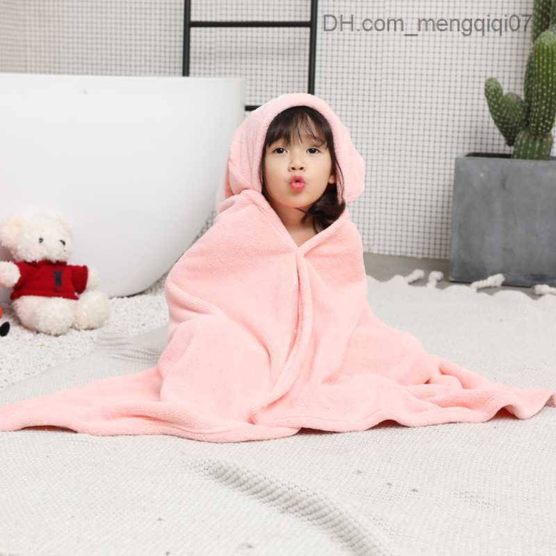 Towels Robes Baby shower cap towel Wearing coral velvet cartoon soft liposuction baby quick drying swimsuit bath towel Z230819