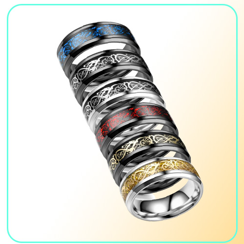 Mix 20 Pieceslot Stainless Steel Rings Whole Men Jewelry Engagement Retro Vintage Rings Dragon Rings Men Anel Wide 8mm