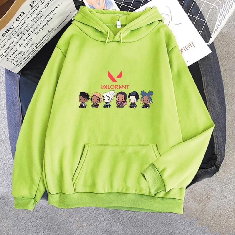 Women's Hoodies Valorant Game Cartoon Printed Men/Women Harajuku Kawaii Unisex Long Sleevec Aesthetic Pullover Female Sweatshirts Cute