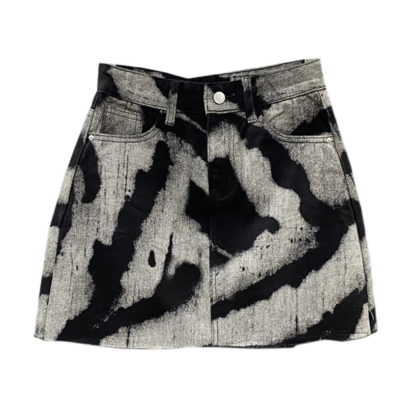 Skirts LUXE Streetwear Contrast Print Burrs Denim Womens High Waist Loose Trend Aline Spring 11XX1648 230817