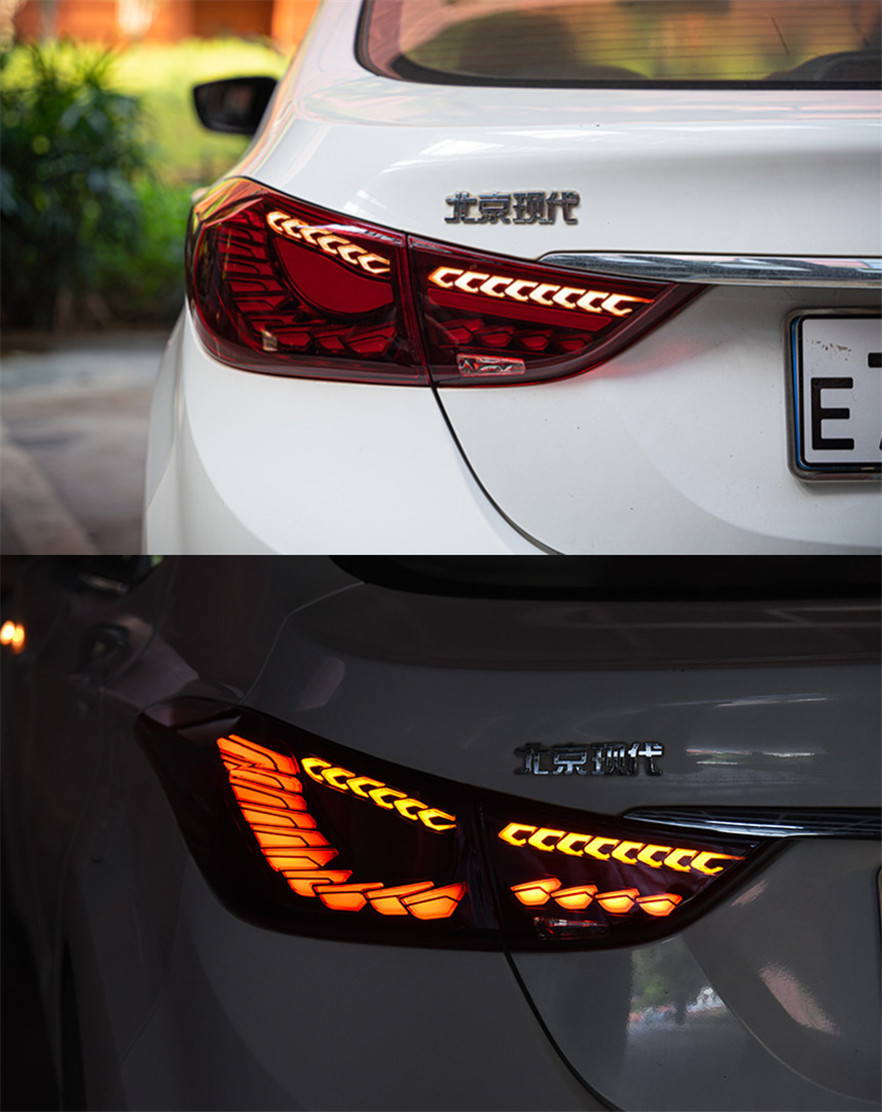 Car Taillight For Hyundai Elantra 20 11-20 16 Taillights Rear Lamp LED Turn Signal Lights Brake Reverse Accessory
