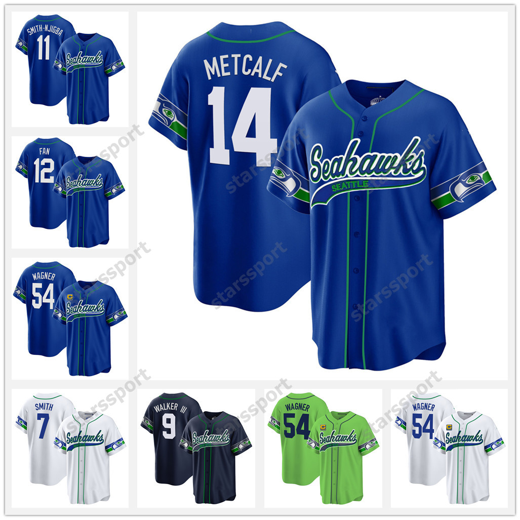 14 DK Metcalf Seahawks 2023 Throwback Baseball Jersey Devon Witherspoon Jaxon Smith-NjigbaGeno Smith Tyler Lockett Charles Cross Tariq Woolen Kenneth Walker Lynch