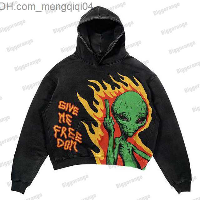 Men's Hoodies Sweatshirts Loose fitting retro street clothing super Dalian hoodie pattern casual men's new Y2K Gothic punk round neck Pullov