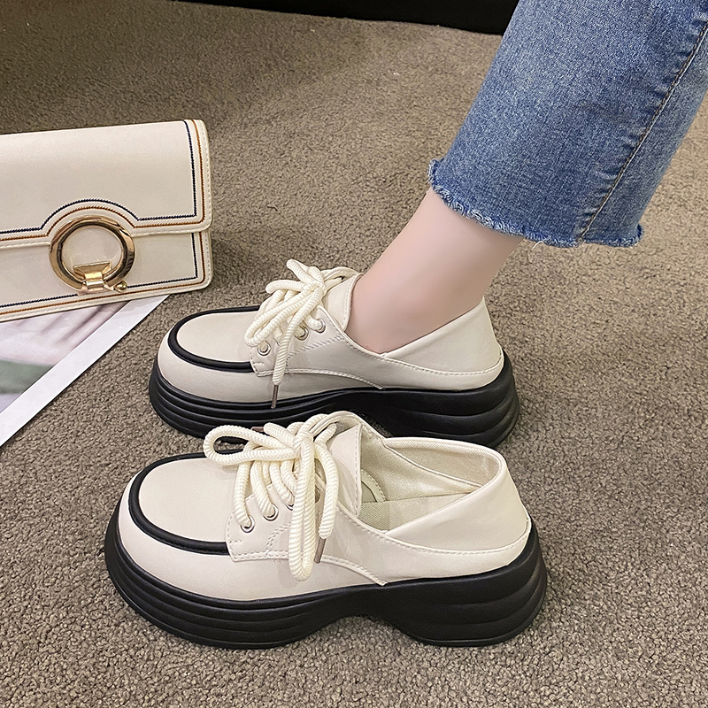 Dress Shoes spring and autumn thick bottom round head lace-up women's casual single shoes Fashion all-in-one anti-slip wear 230817