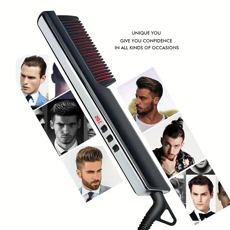 Upgrade Your Hair Styling Game with this Professional Electric Hot Comb - Adjustable Temperature!