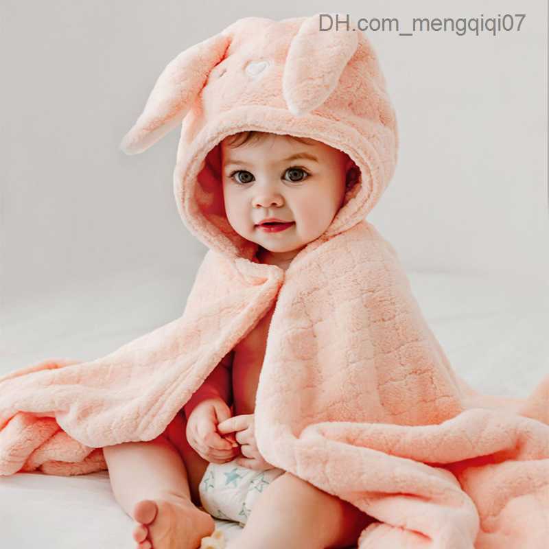 Towels Robes EMXEE coral velvet baby bath towel soft and warm sleeping baby bath towel suitable for girls boys cute young children and baby products Z