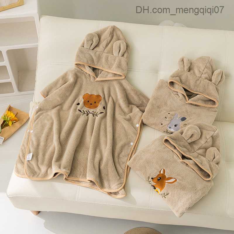 Towels Robes Cartoon baby bath towel coral velvet cotton hooded beach towel newborn corner towel soft raincoat children's bathroom towel baby sup